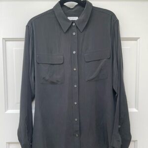 Equipment Charcoal/Soft Black Silk Shirt, L